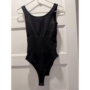 OQQ Women's Bodysuit Size Small 2 Pieces Ribbed Tank Sleeveless Snap Black Rust